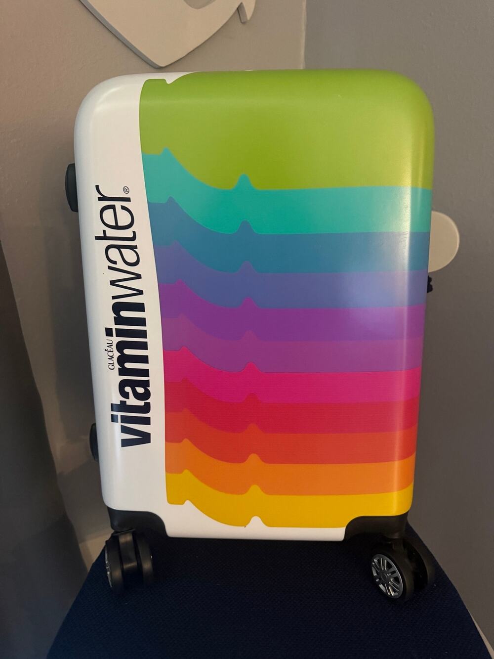 NIB Vitaminwater Glaceau Promotional Roller Suitcase Rainbow Hardshell Luggage